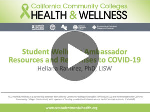 Title Slide for Student Wellness Ambassador Resources and Responses to COVID-19 Webinar